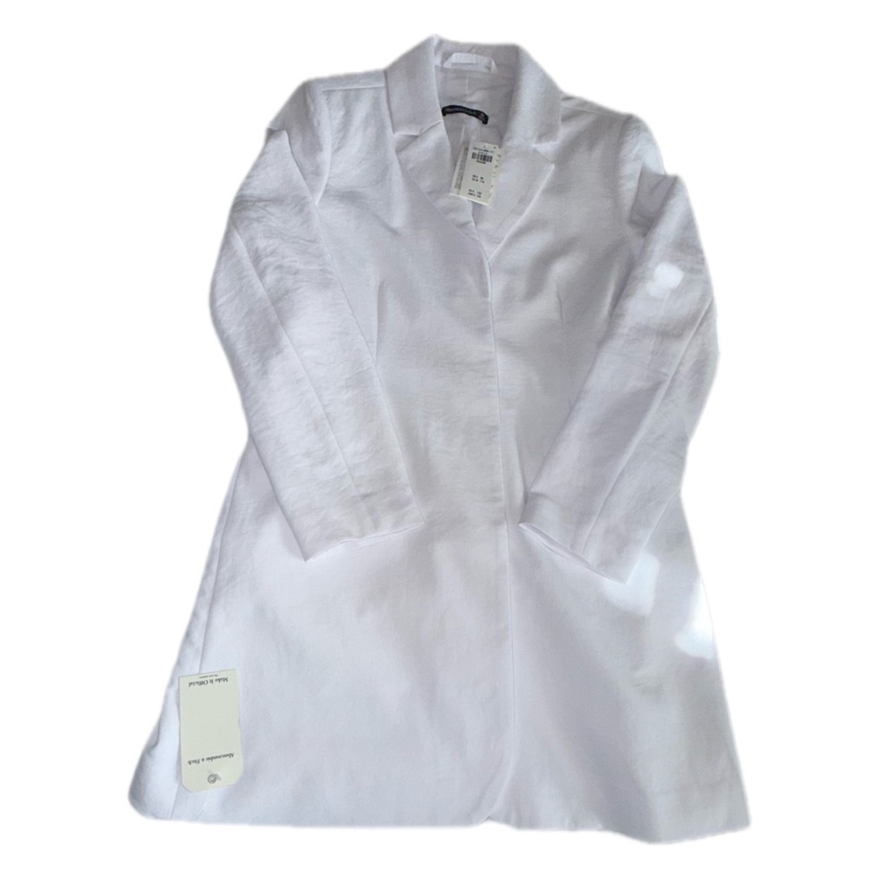 NWT Abercrombie & Fitch White Belted Trench Coat Jacket Medium - Picture 5 of 14
